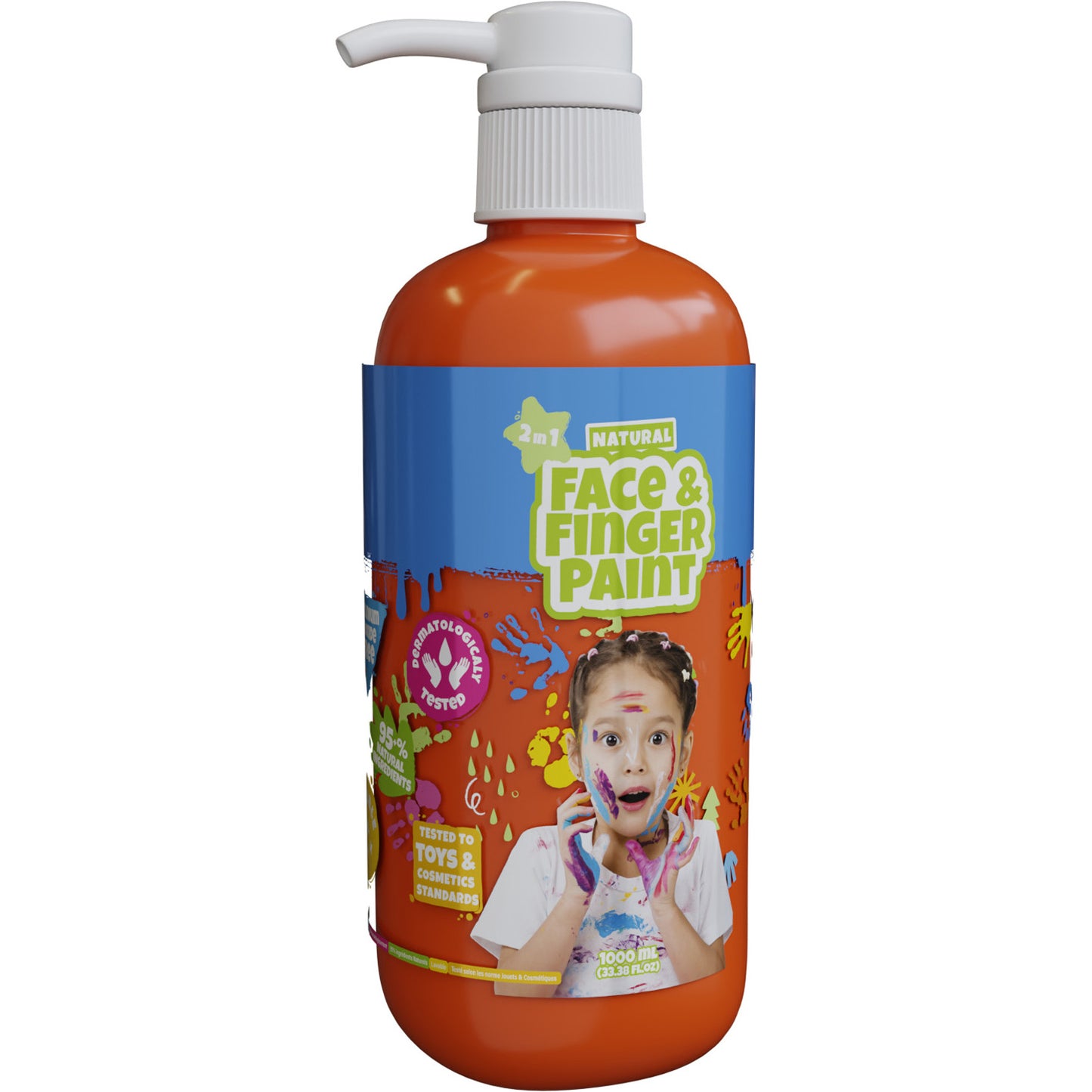 Natural Face Fingerpaint fles met pompje - oranje, 1l