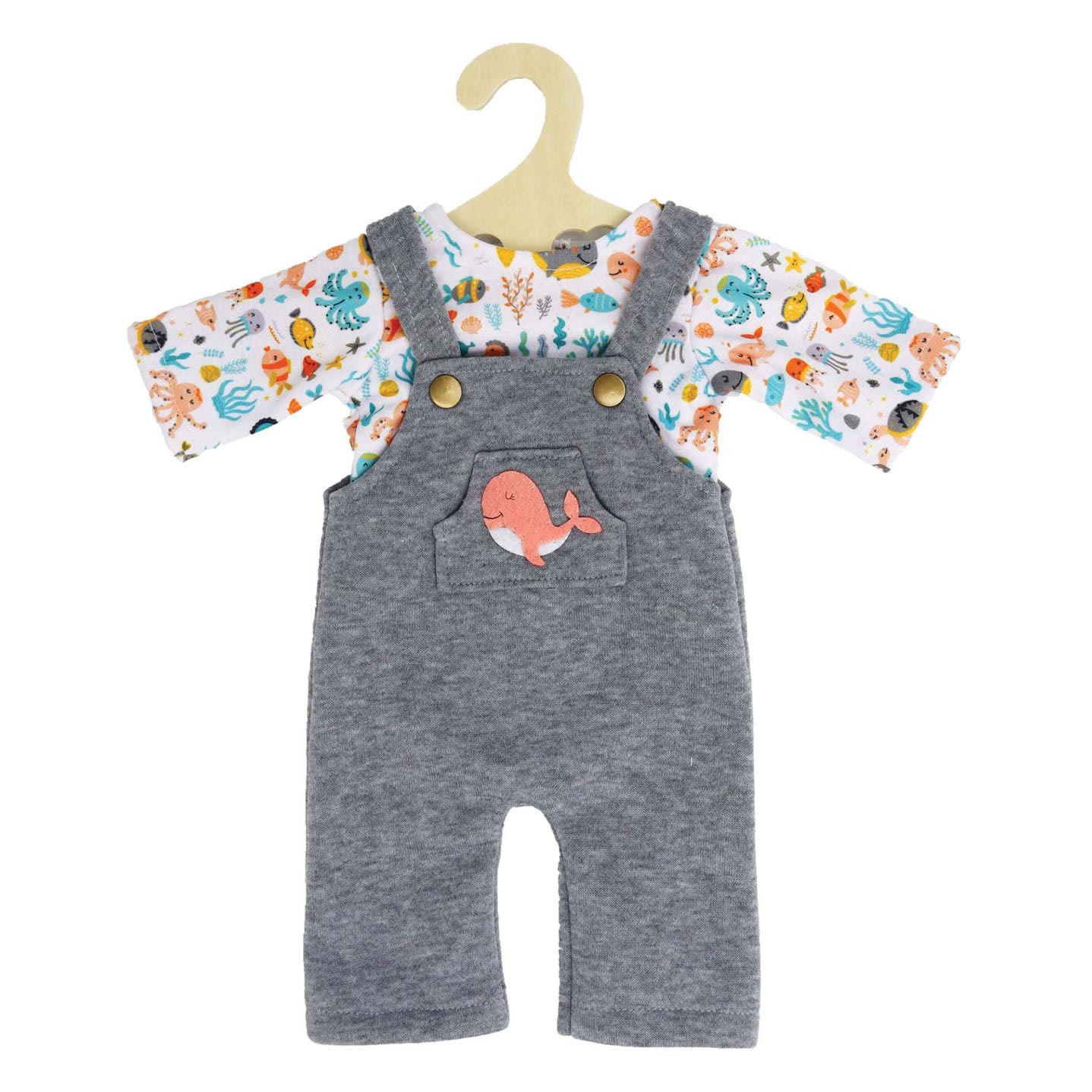 Heless Poppentuinbroek met t-shirt roze walvis, 35-45 cm