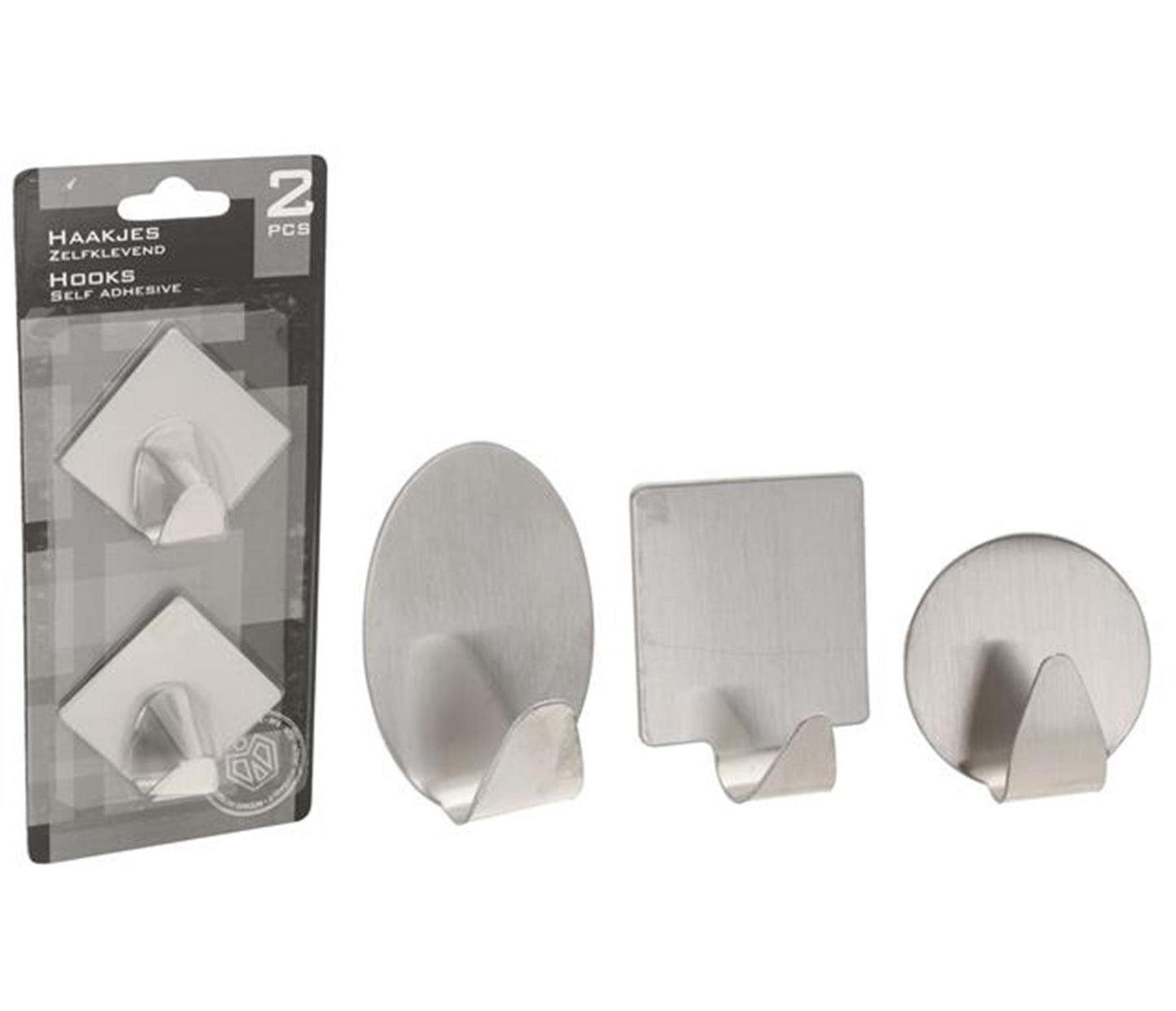 Storage Solutions Haakjes zelfklevend rvs 2 stuks