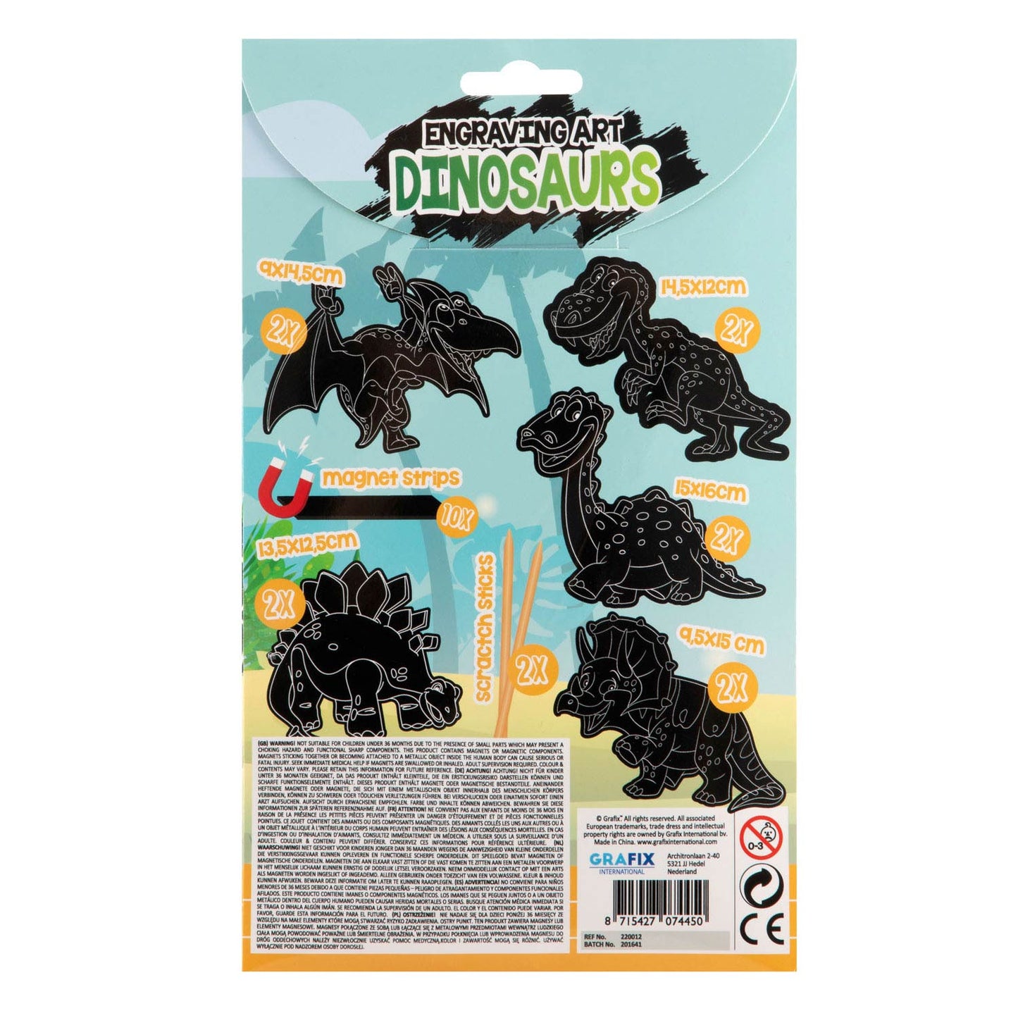 Creative Craft Group Scratch set magneten dinosaurus, 10st.