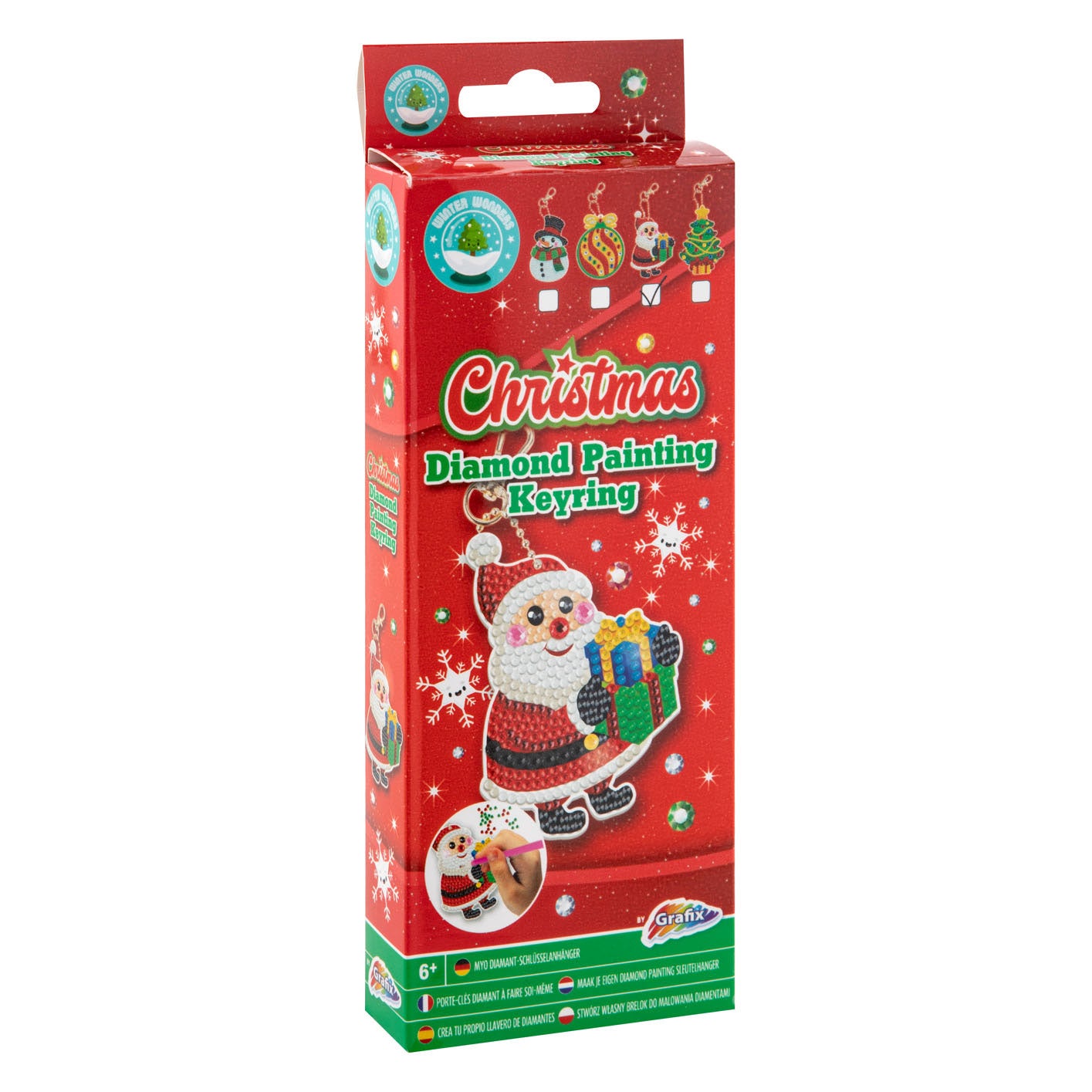 Grafix Maak je eigen diamond painting sleutelhanger kerst