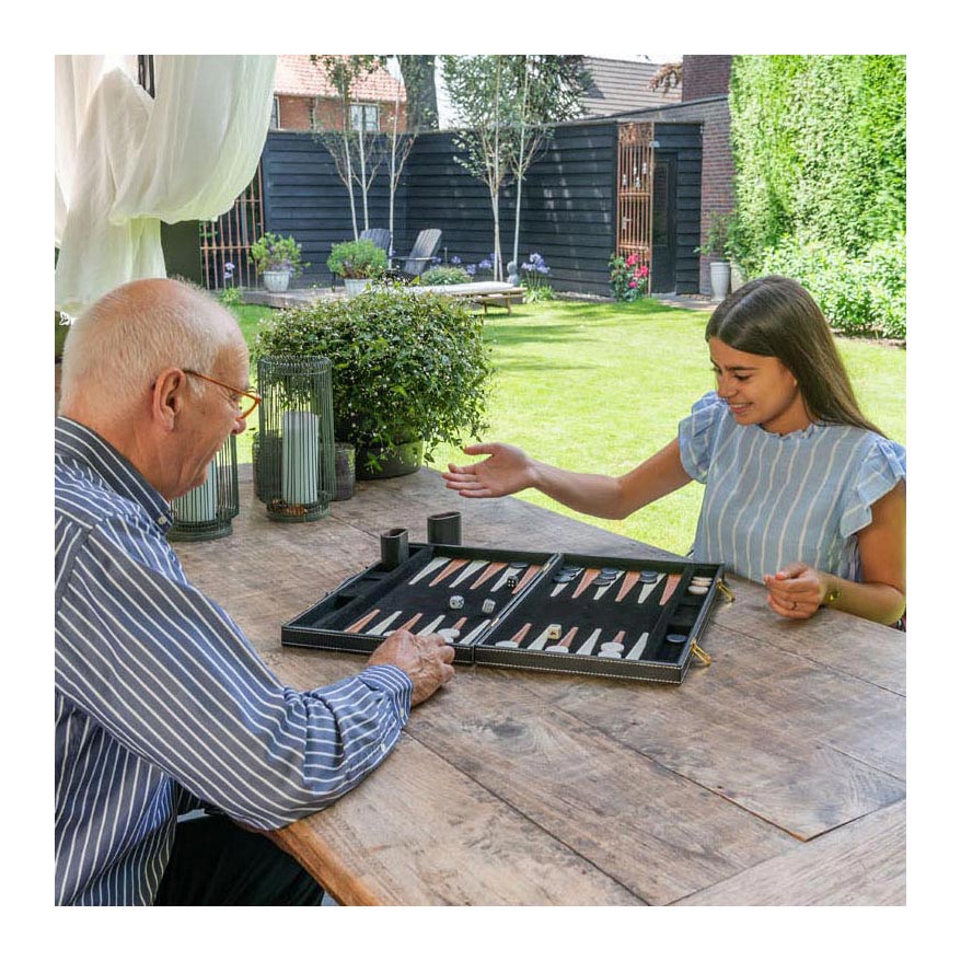 Engelhart Backgammon 18 bruin en ivoor klassiek bordspel