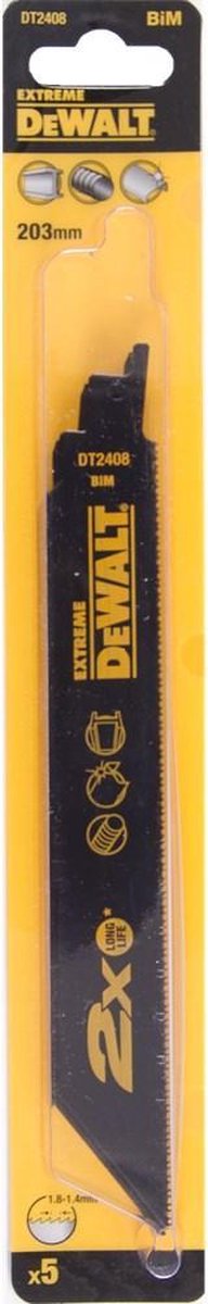 DeWalt dt2408l reciprozaagblad - 203 x 2,5mm - metaal (5st)