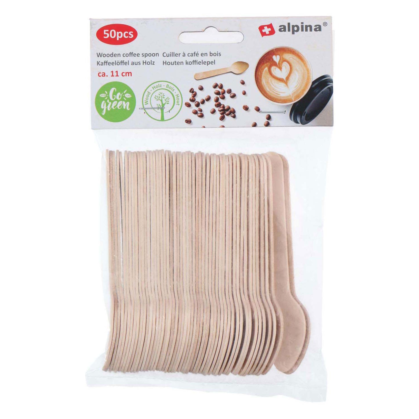 Wegwerp Theelepel Hout 11cm, 50st.