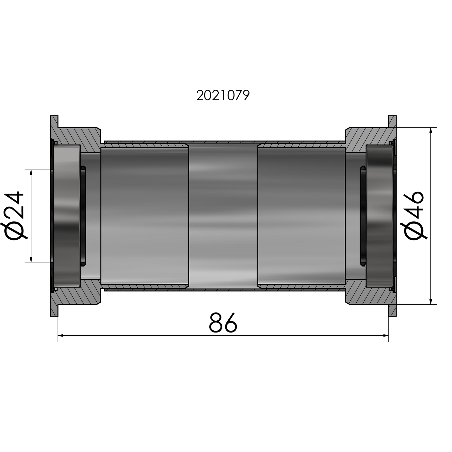 Elvedes trapas adapter Press Fit BB386 Shimano 24mm