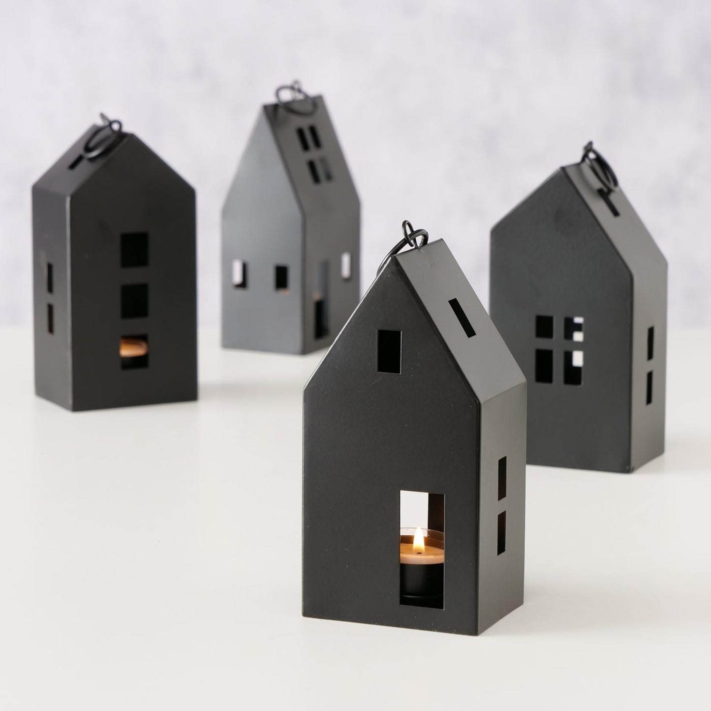 Boltze Home Lantaarn bryne house h17cm metaal zwart