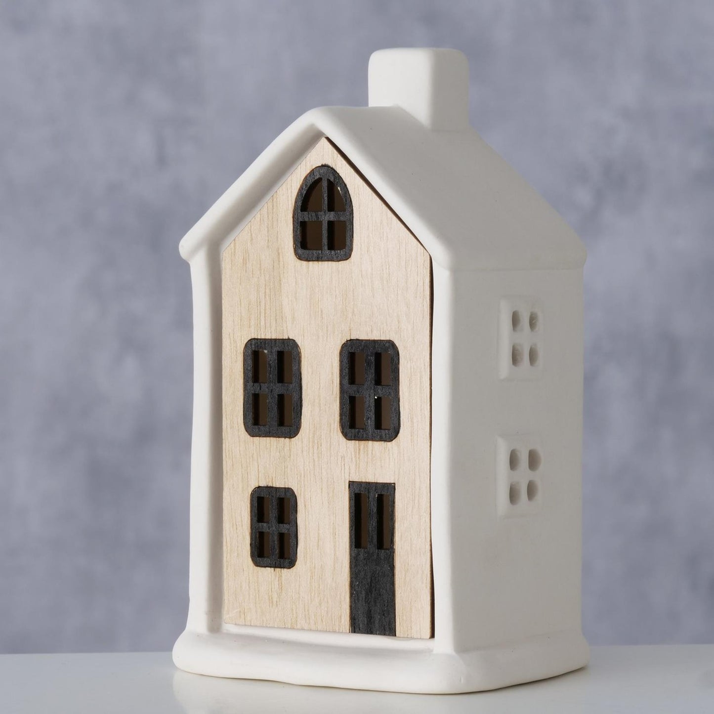 Boltze Home Huisje homewood porselein led h13cm