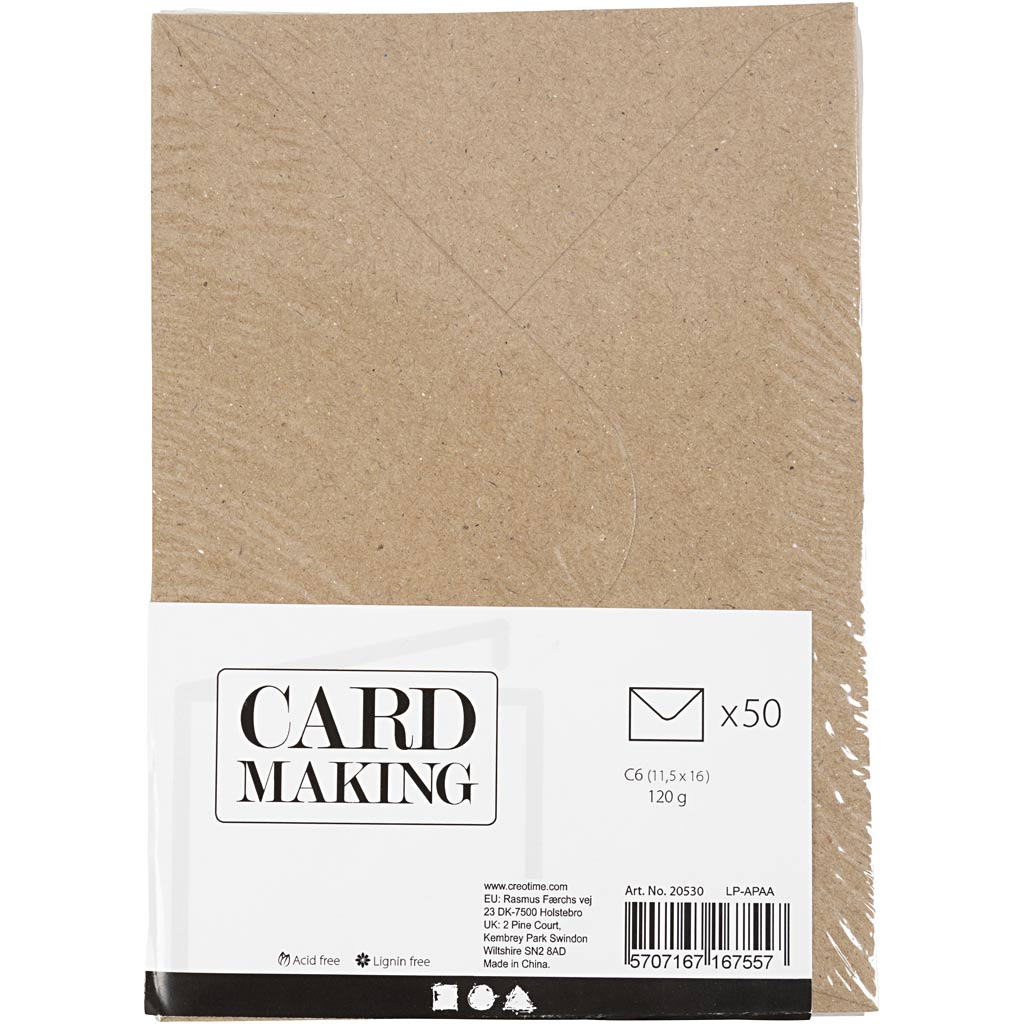 Creativ Company Https: www.cchobby.nl gerecyclede-envelop-afmeting-envelop-11-5x16-cm-120-naturel-50-stuk-1-doos
