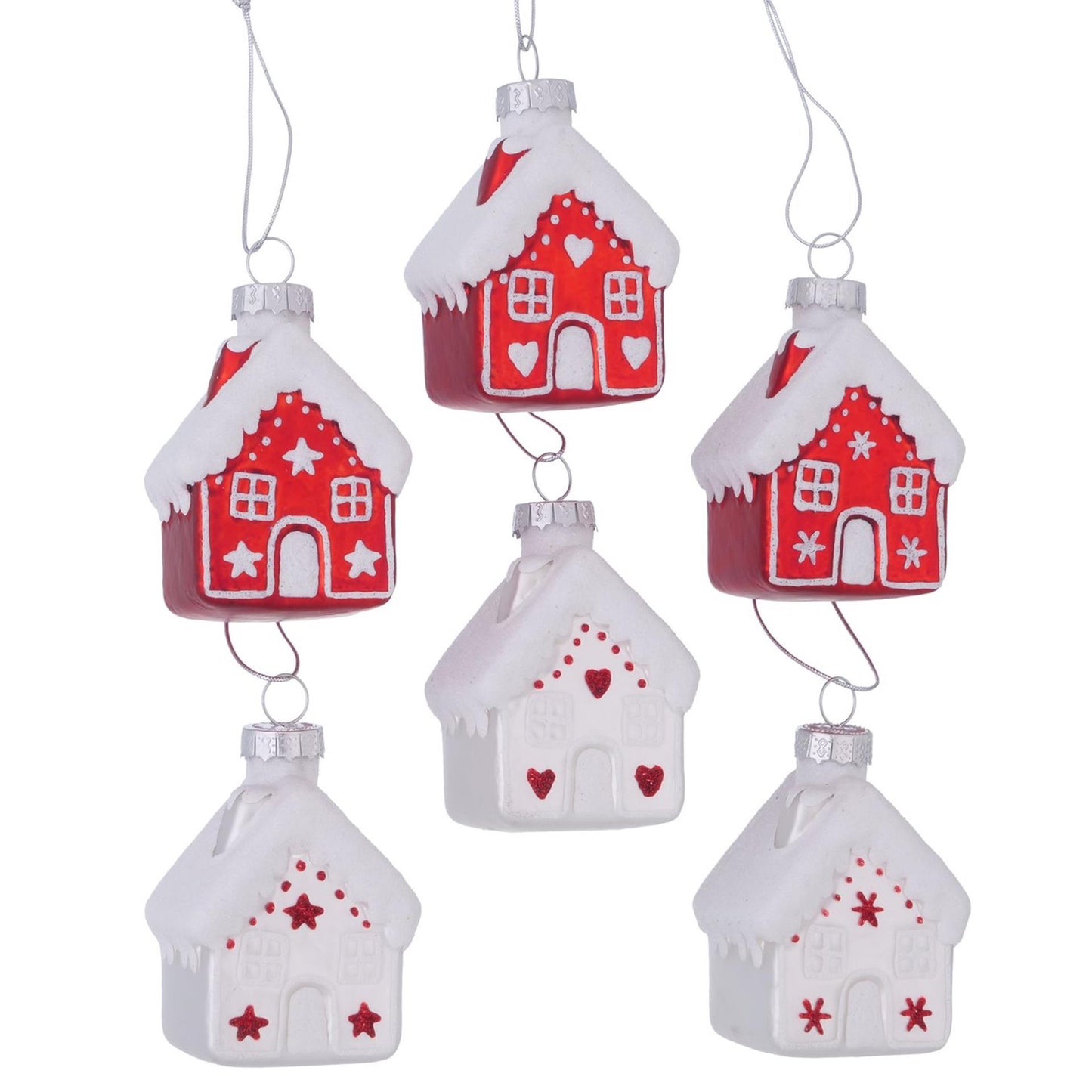 Boltze Home Kersthanger huisje nellas glas 5xh7,5cm