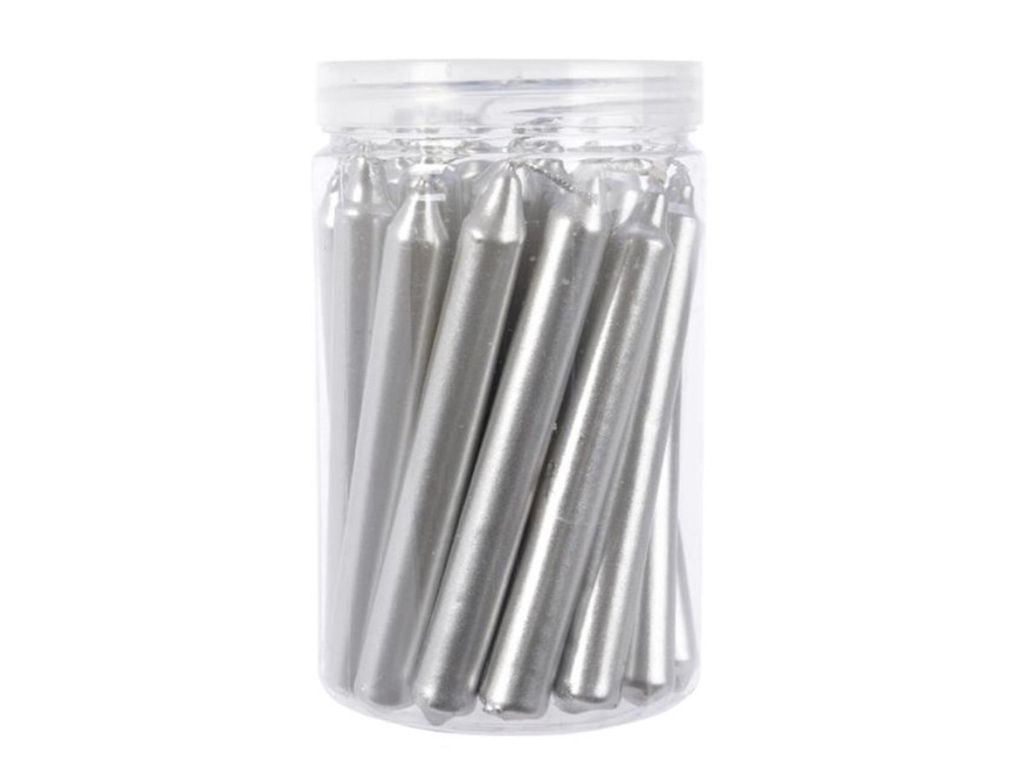 Decoris Kerstboomkaarsjes zilver1,3x10.5 cm 22st