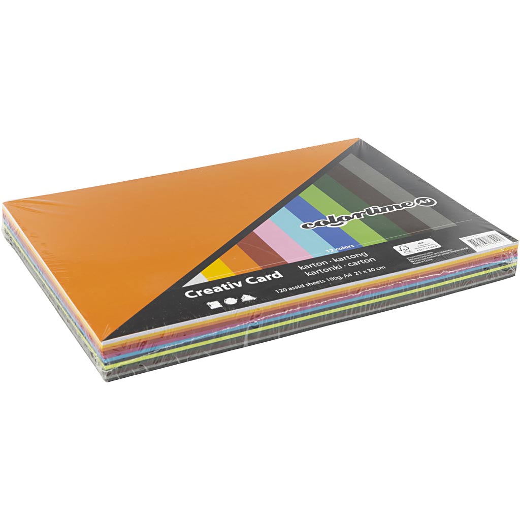 Colortime Https: www.cchobby.nl gekleurd-karton-a4-vel-210x297-mm-180-gr-diverse-kleuren-12x10-vel-1-doos