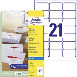 Inkjetetiketten Quickdry Avery J8160-25 63,5x38,1mm
