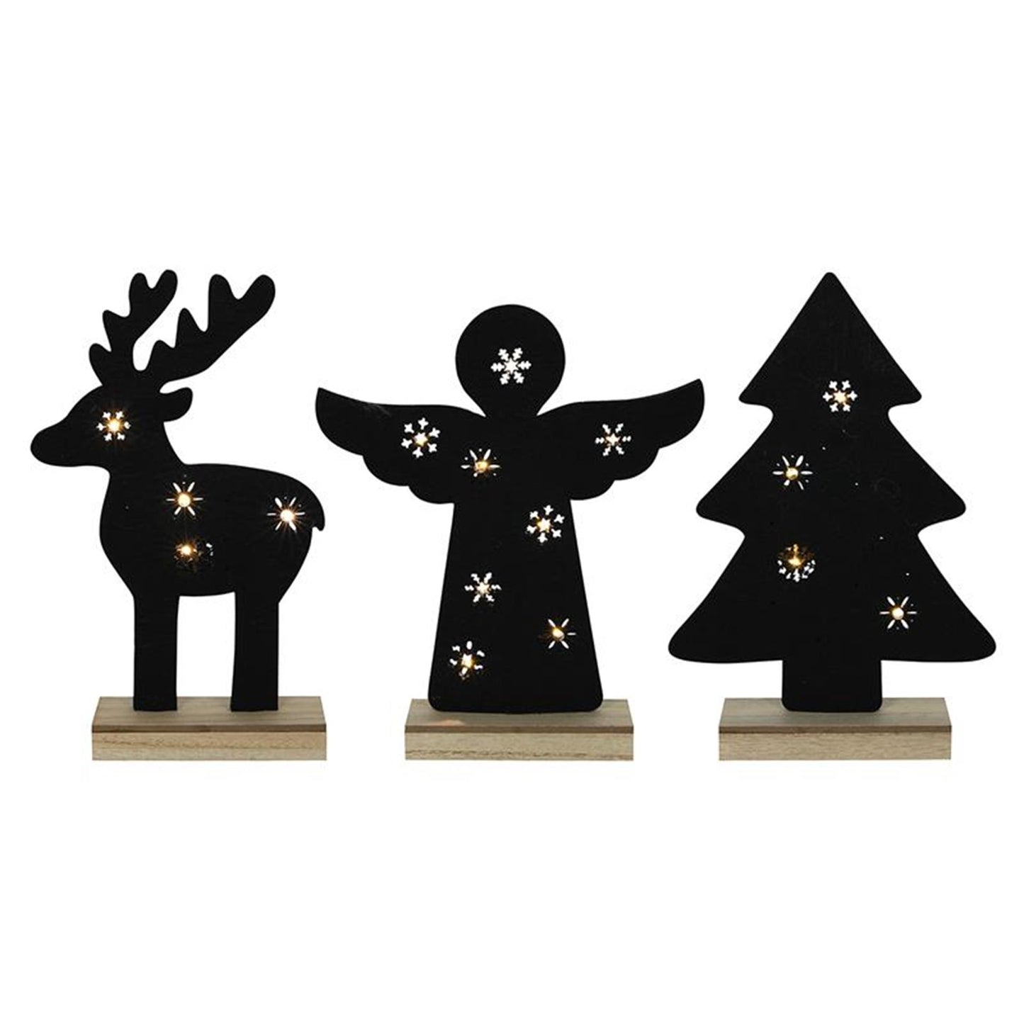 Svenska Living Vilt kerstfiguur op houten voet 8xled