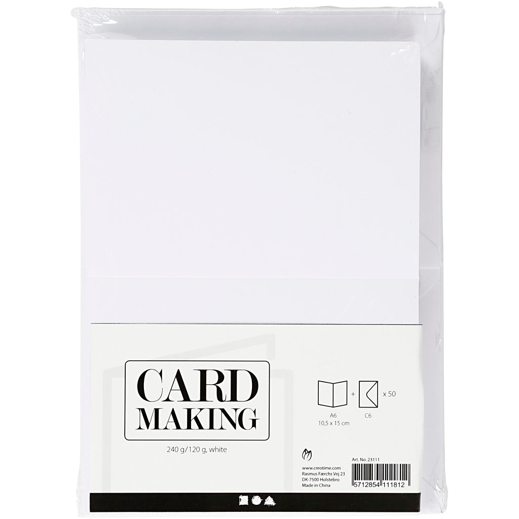Creativ Company Https: www.cchobby.nl kaarten-en-enveloppen-afmeting-kaart-10-5x15-cm-afmeting-envelop-11-5x16-5-cm-120-240-wit-50-set-1-doos