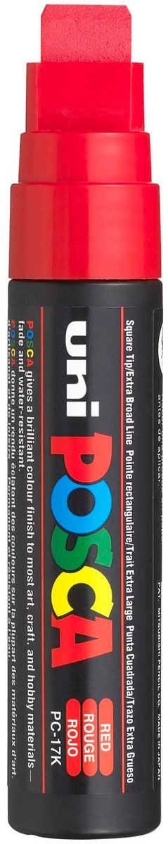 Posca Uni verfmarker 17k rood - blokpunt 15mm