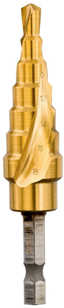 DeWalt extreme® - stapsgewijs boor - 6-18mm - titaan coating - zeskantige schacht