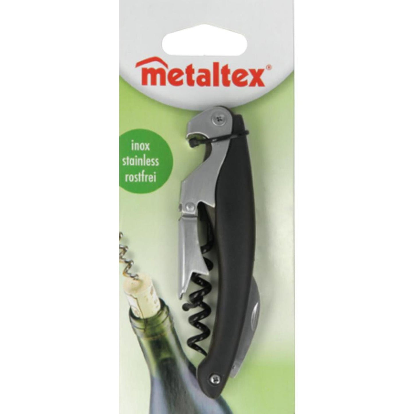 Metaltex kurkentrekker met 3 functies