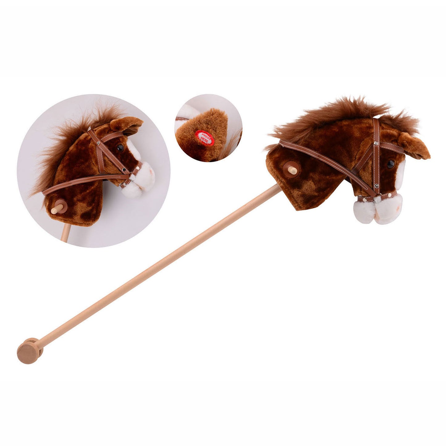 Johntoy Pluche stokpaard met geluid