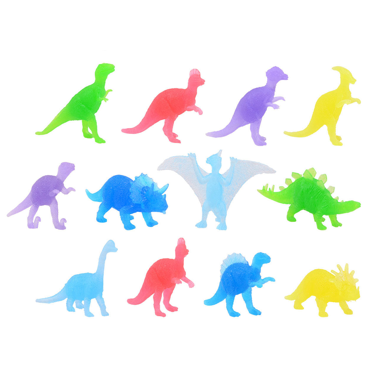 Johntoy Glow in the dark gekleurde dino speelfiguren , 12st.
