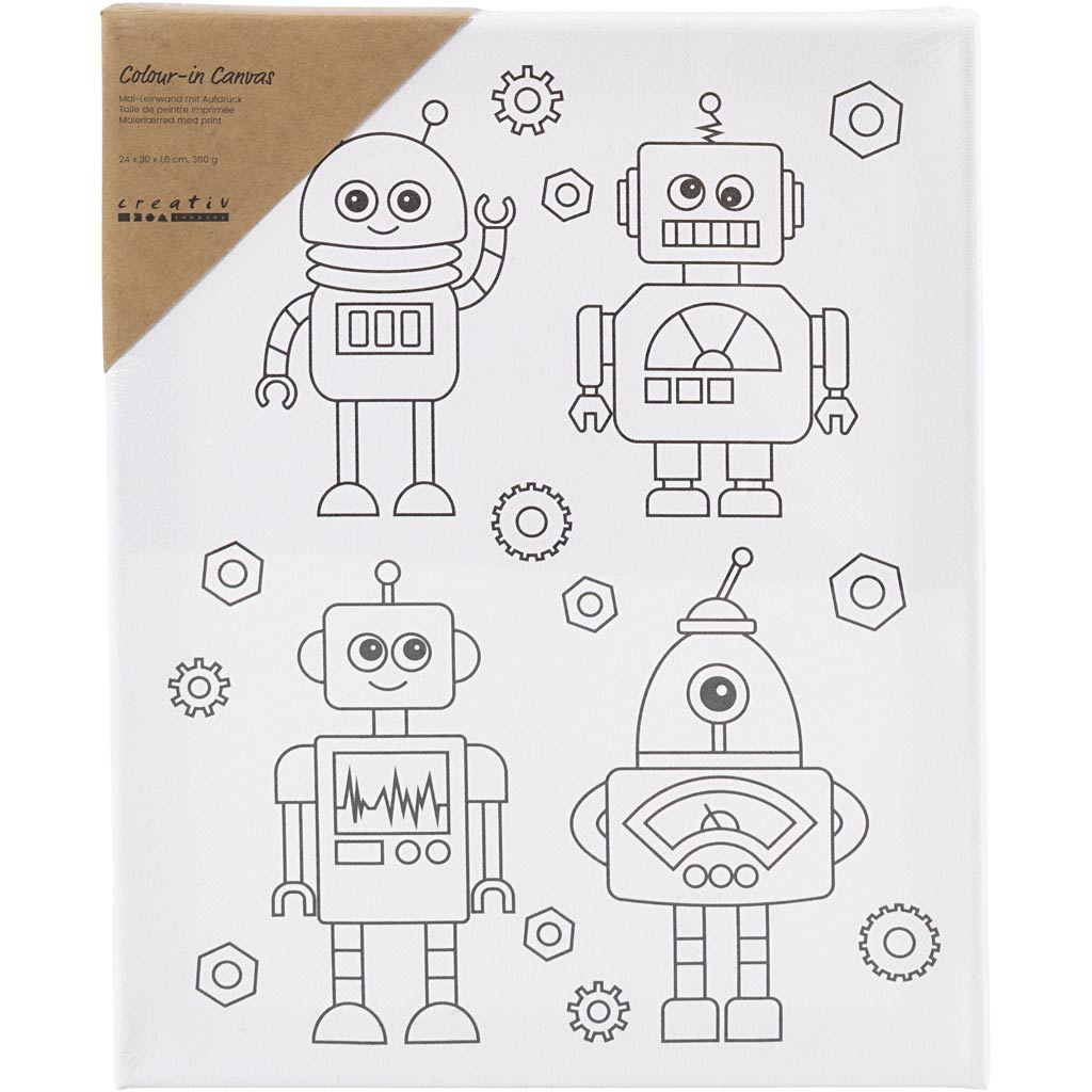 Creativ Company Https: www.cchobby.nl schildercanvas-met-print-robots-d-1-6-cm-afm-24x30-cm-360-gr-1-stuk