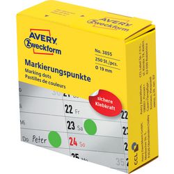 Avery Markeringspunten groen 250 stuks 19 mm