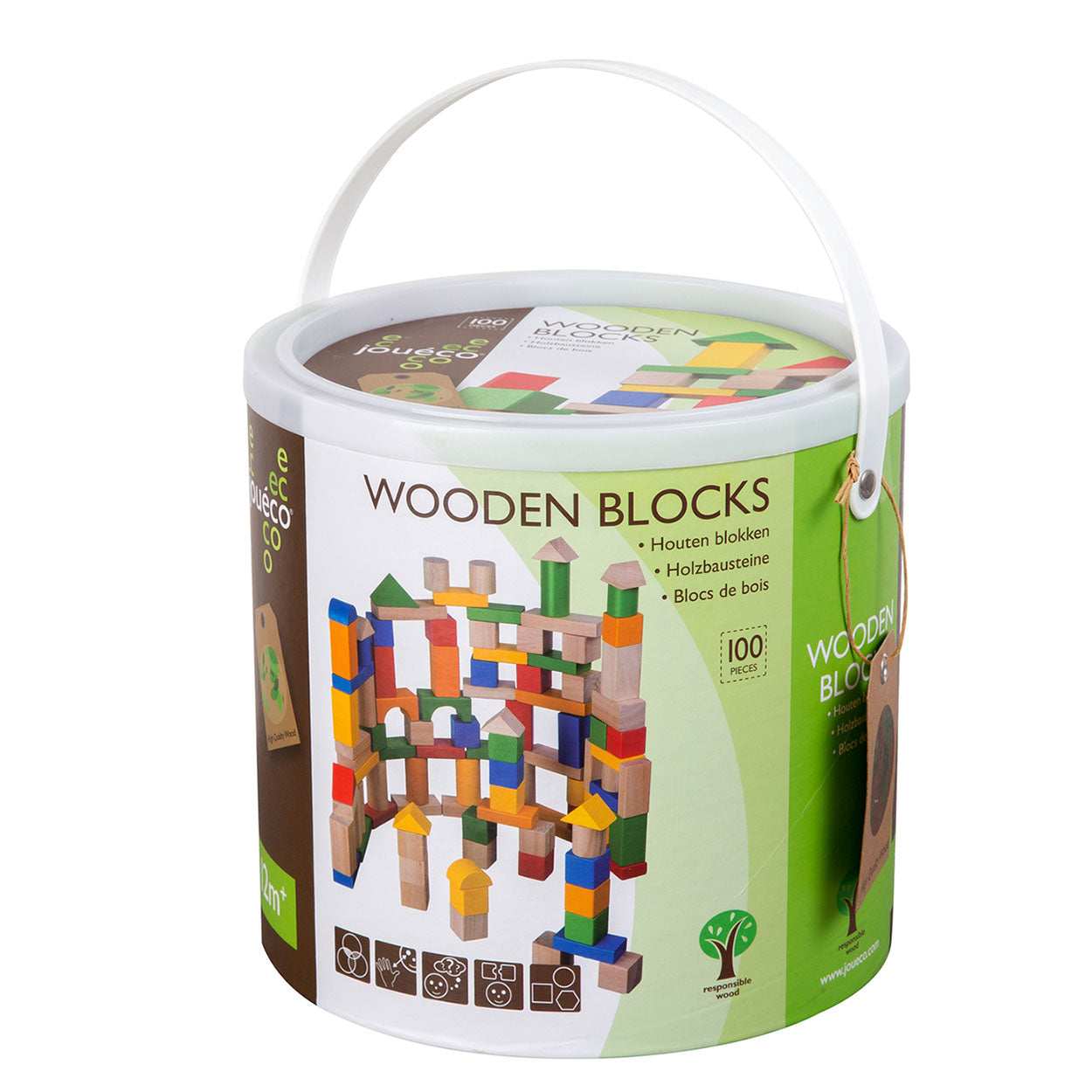 Jouéco houten blokken, 100st.