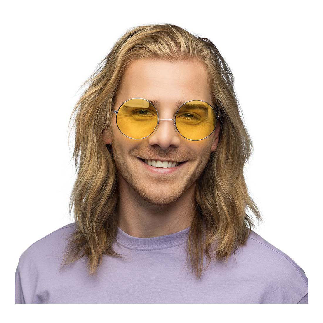 Boland Partybril hippie xl geel