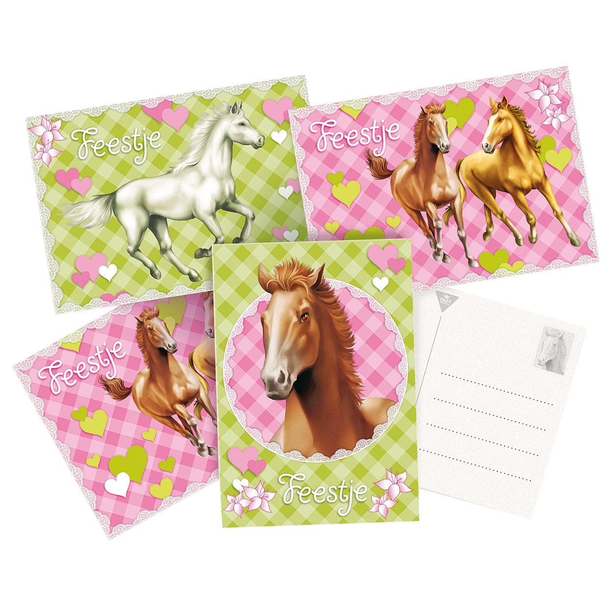 Haza Witbaard Uitnodigingskaarten paarden. 6st