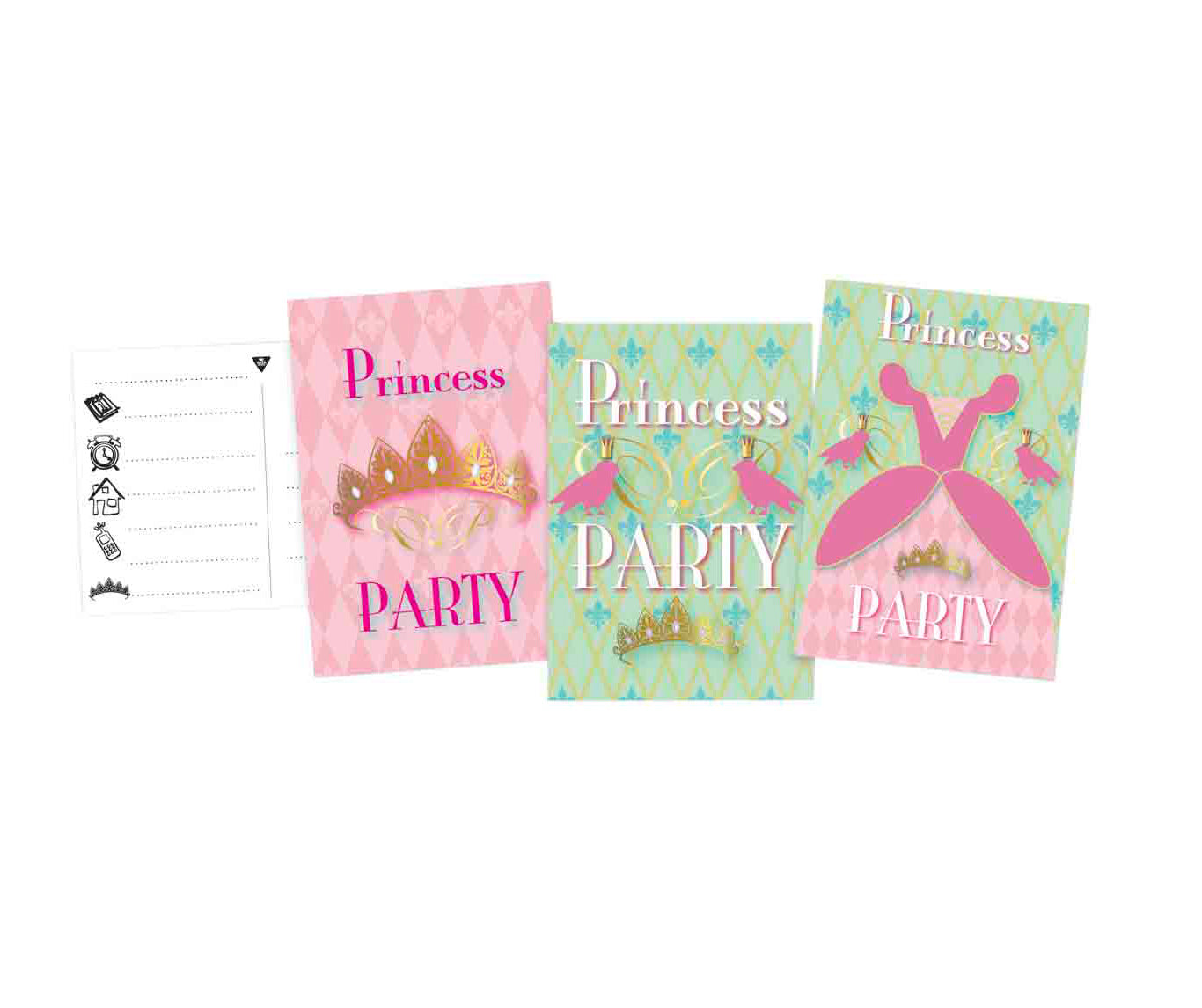 Haza Witbaard Uitnodigingen princess party, 6st.