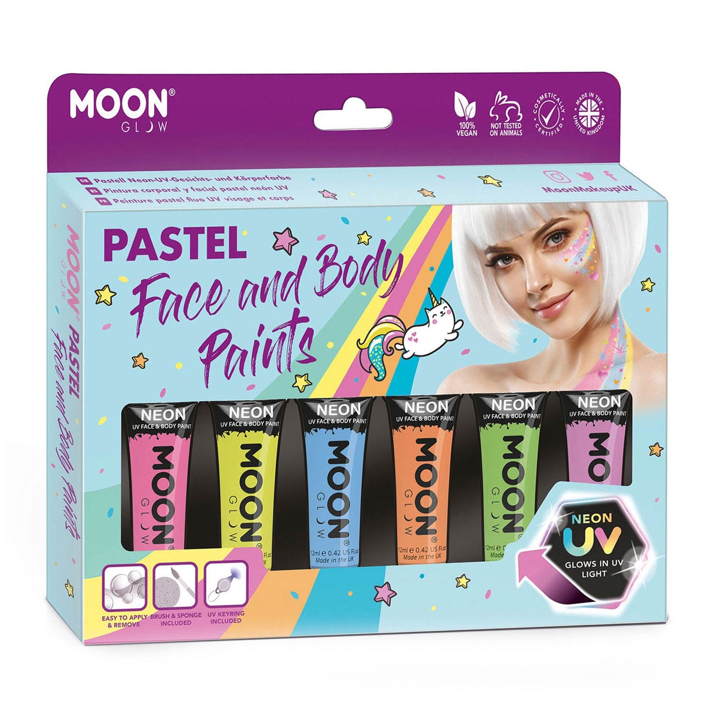 Haza Witbaard Face body paint schminkset - pastel neon