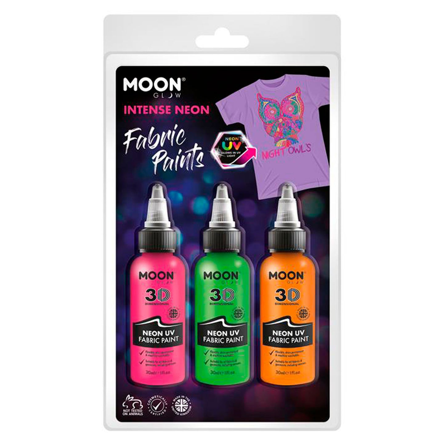Haza Witbaard Textielverf neon 3x30ml - oranje, groen, roze