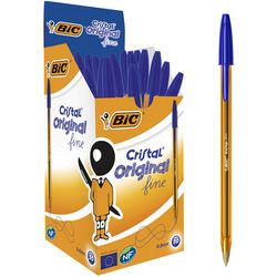 Balpen Bic Cristal fijn 0,3-0,5mm blauw luchtdoorlatende dop