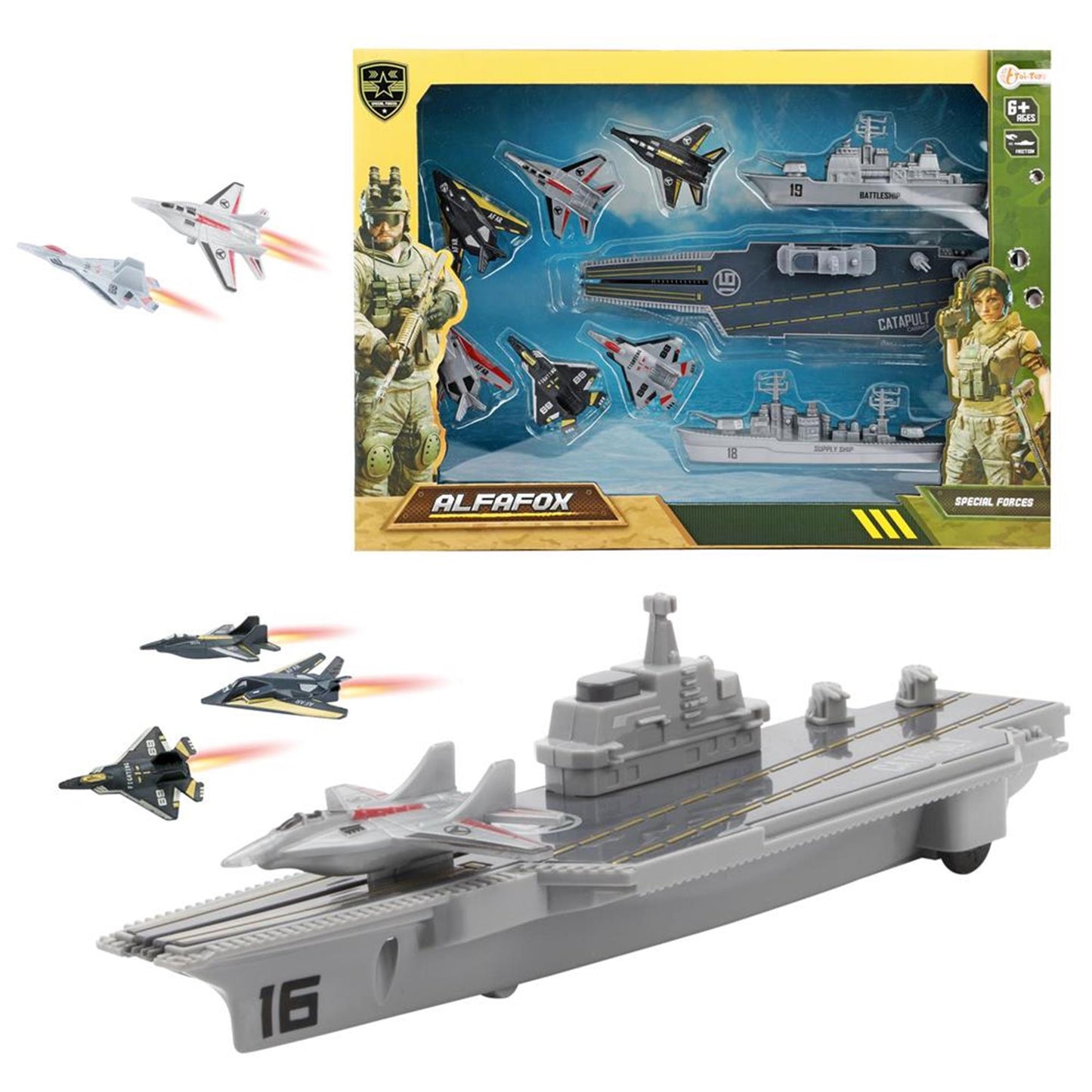 Toi-Toys Toi toys vliegdekschip + straaljagers