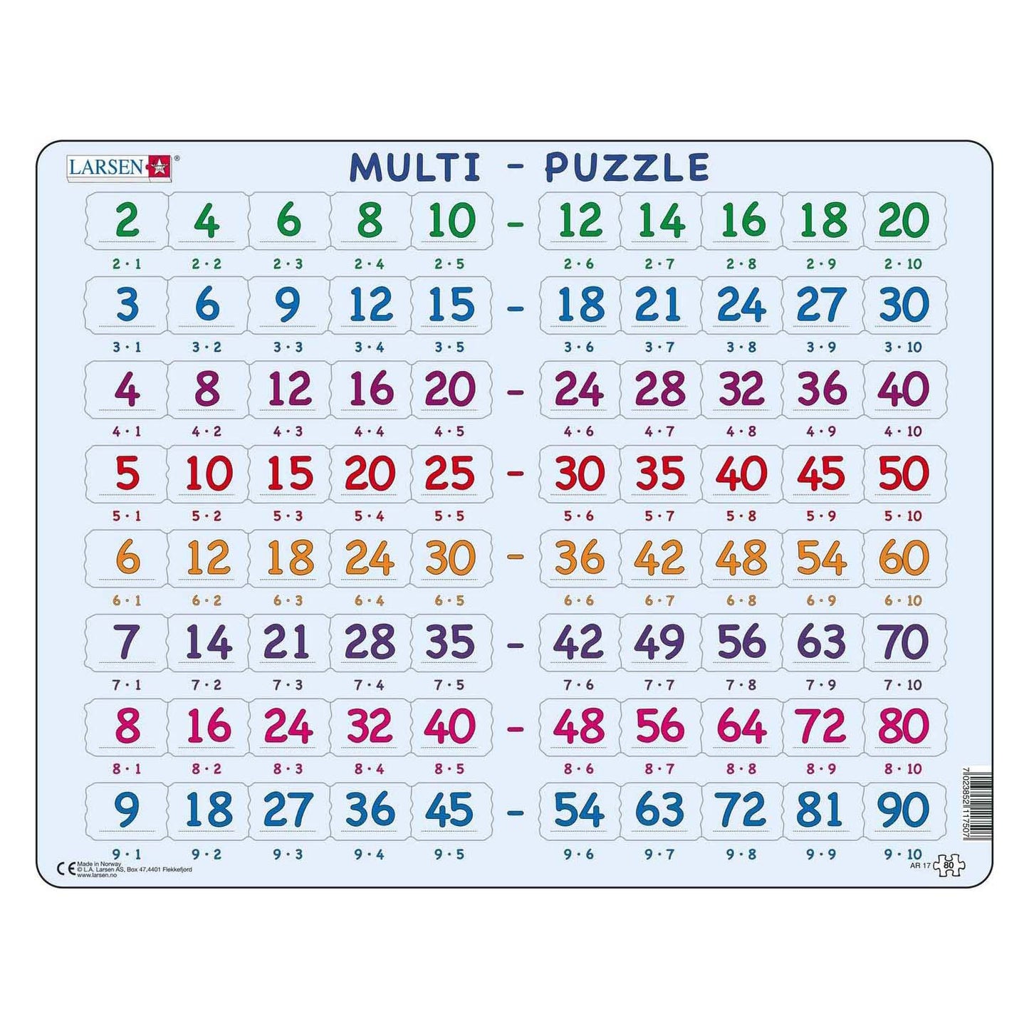 Larsen legpuzzel leren rekenen - tafels, 80st.