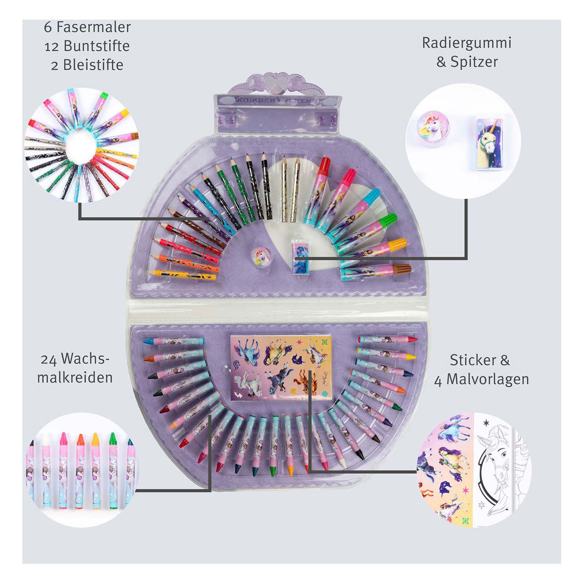 Undercover Unicorn academy kleurkoffer, 51dlg