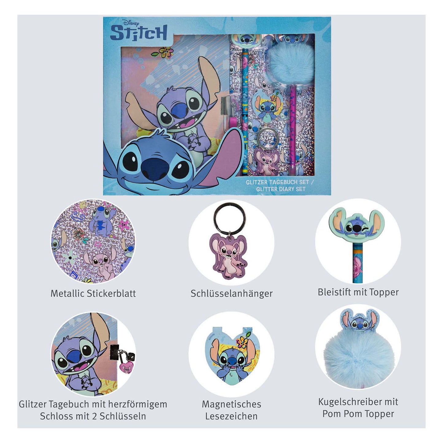Undercover Glitter dagboek set stitch - 6dlg.
