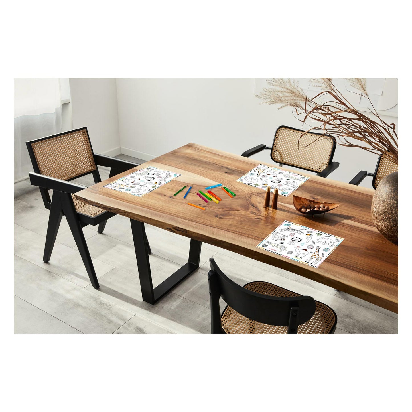 Folat BV Inkleurbare placemats wilde dieren 6st.
