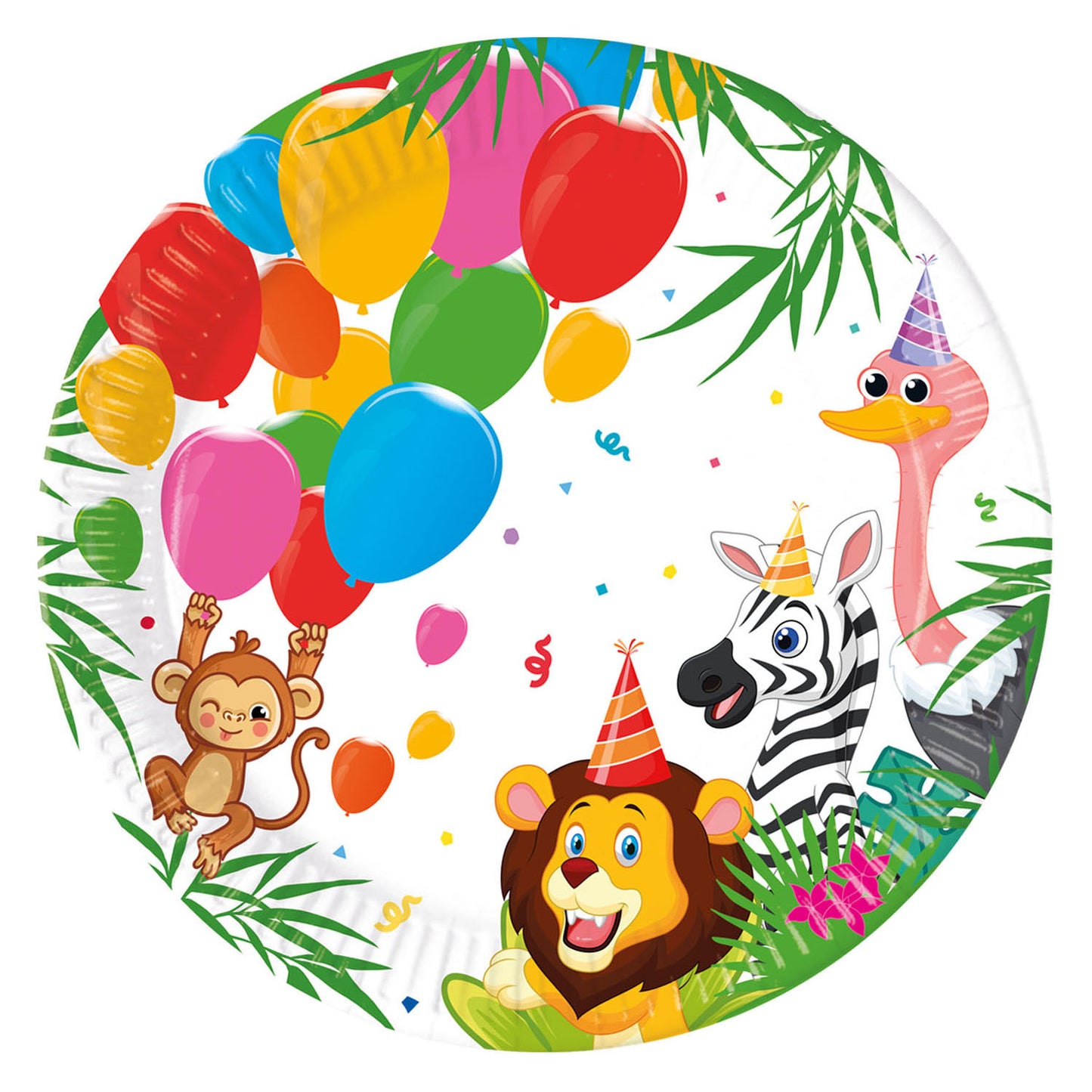 Globos Papieren bordjes fsc jungle ballonnen, 8st.