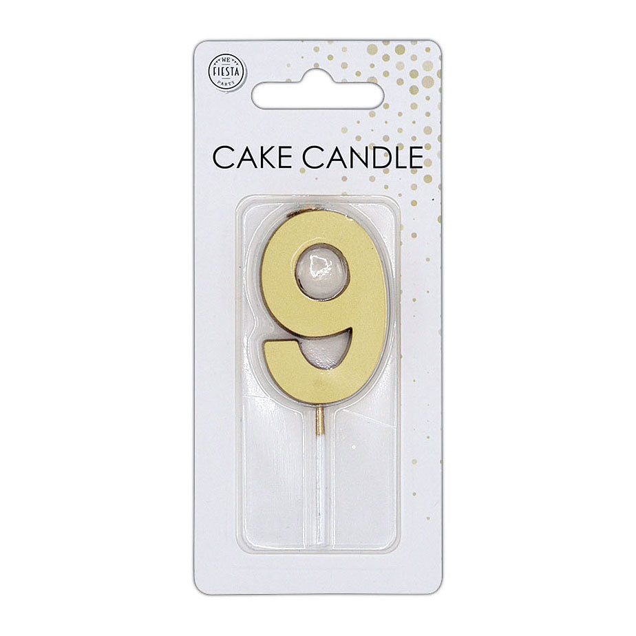 Globos Taartkaars 4,5cm metallic goud no. 9