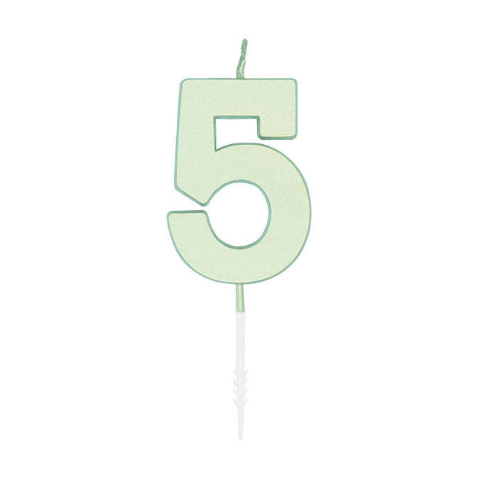 Globos Taartkaars 4,5cm pastel mint no. 5