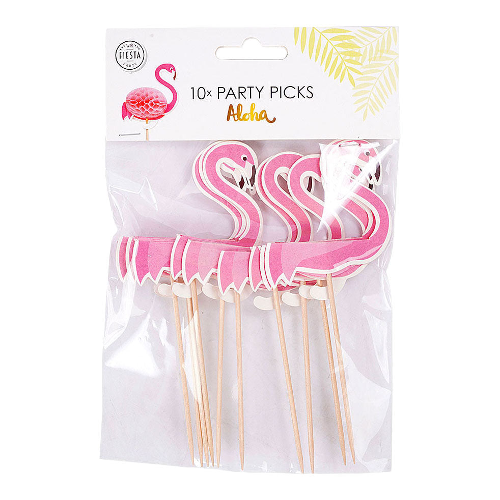 Globos Cocktailprikkers flamingo 10x6cm aloha - 10st.