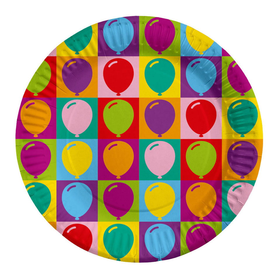 Globos Papieren borden 23cm pop party - 8st.