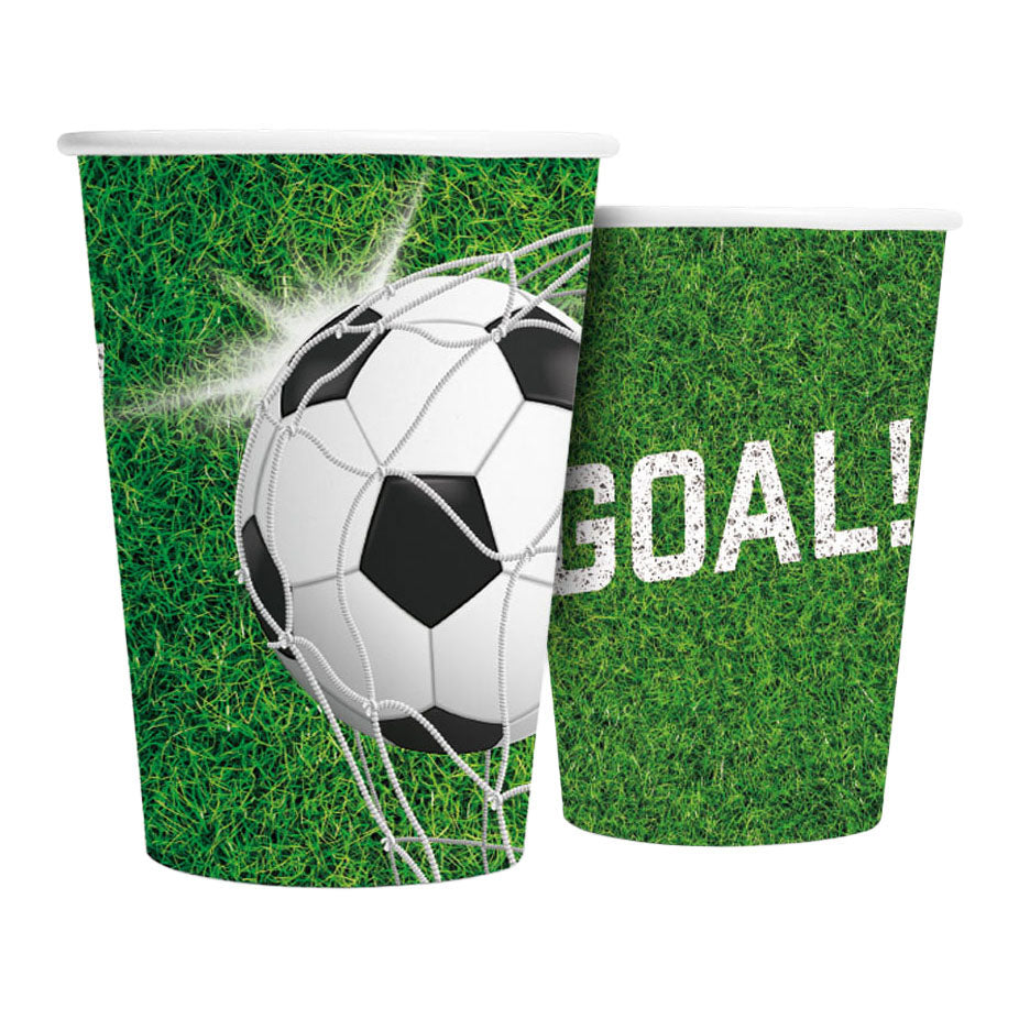 Globos Papieren bekers 210ml voetbal - 8st.