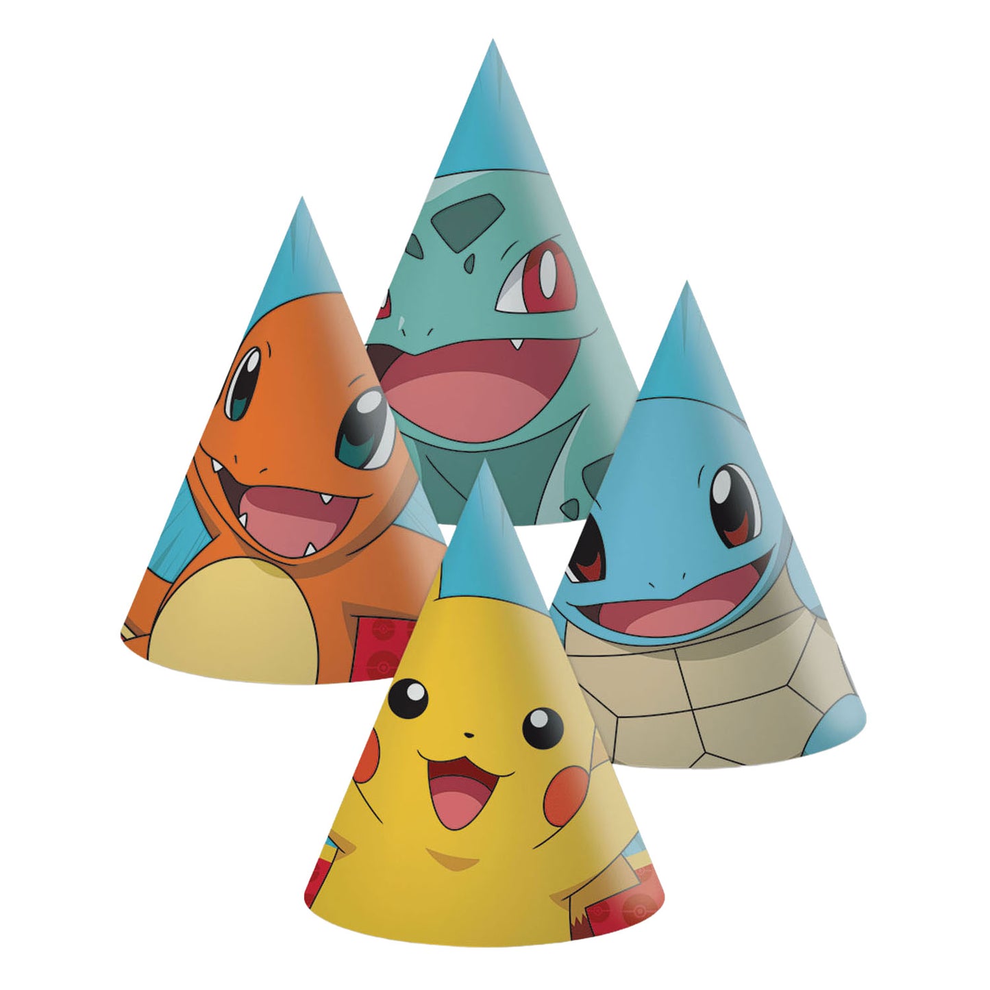 Globos Papieren hoedjes pokemon - 6st.