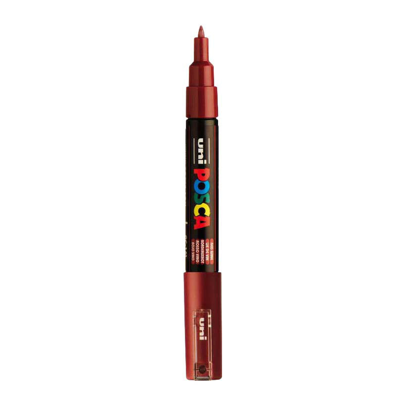Uni Posca verfmarker 1mc wijnrood - conische punt - 1 mm
