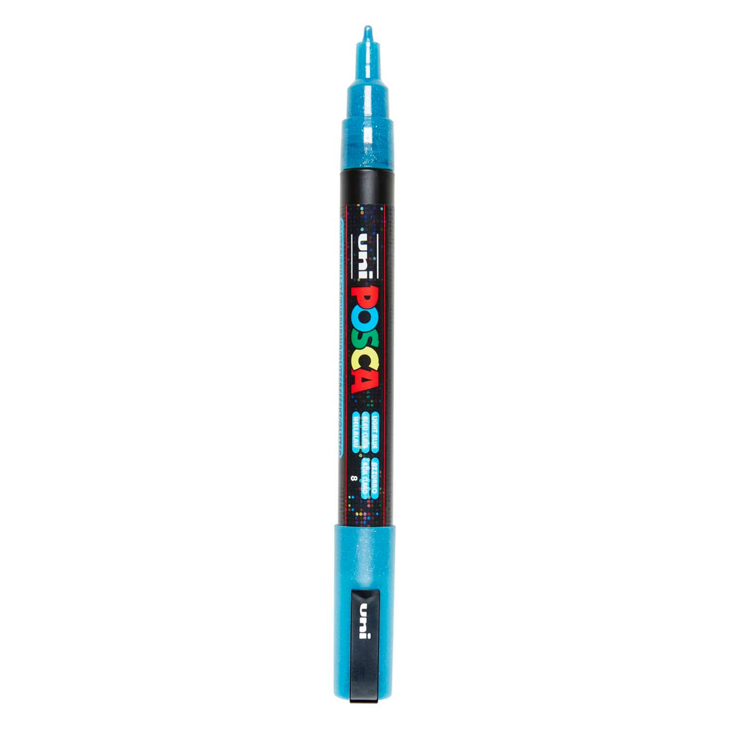 Uni Posca pc3m verfmarker glitter lichtblauw - ronde punt tot 1,3 mm