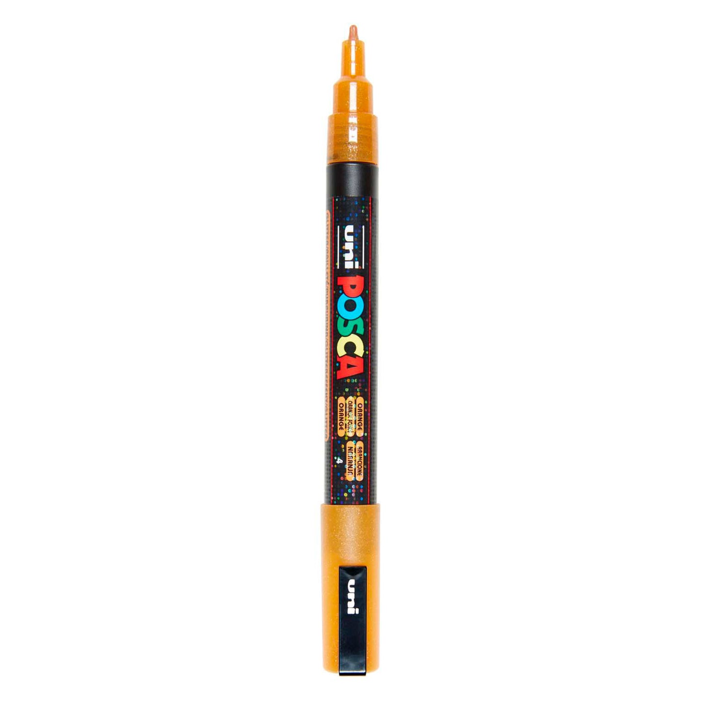 Uni Posca pc3m verfmarker glitter oranje - ronde punt tot 1,3 mm