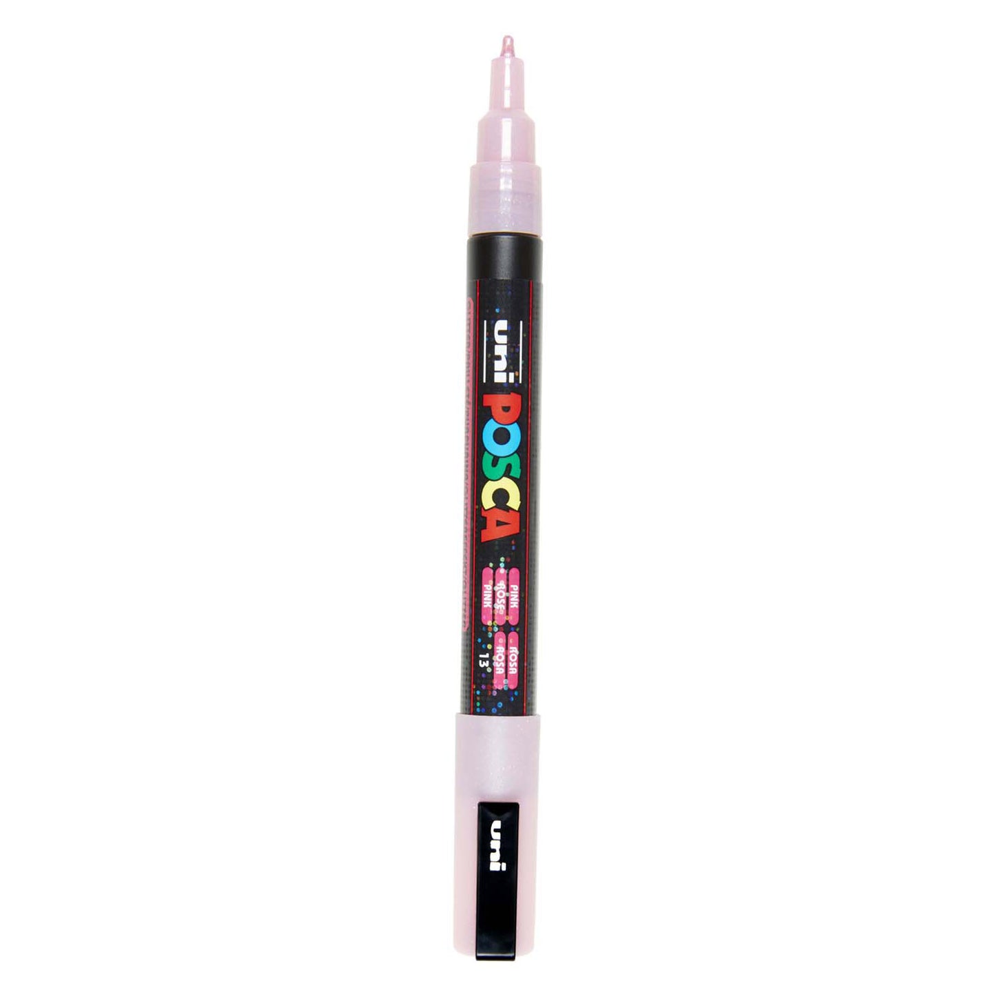 Uni Posca pc3m verfmarker glitter roze - ronde punt tot 1,3 mm