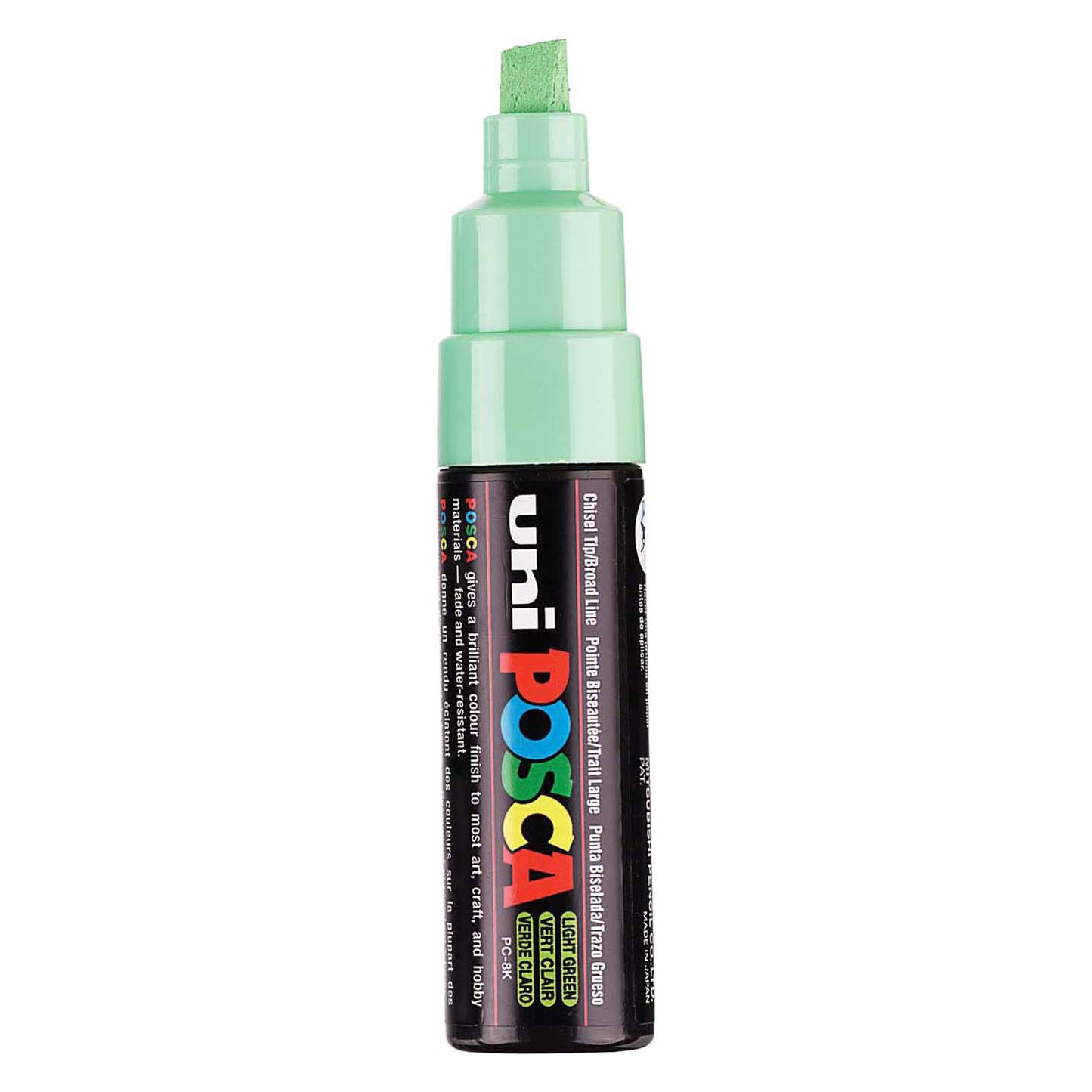 Uni Posca verfmarker 8k lichtgroen - beitelpunt 8mm