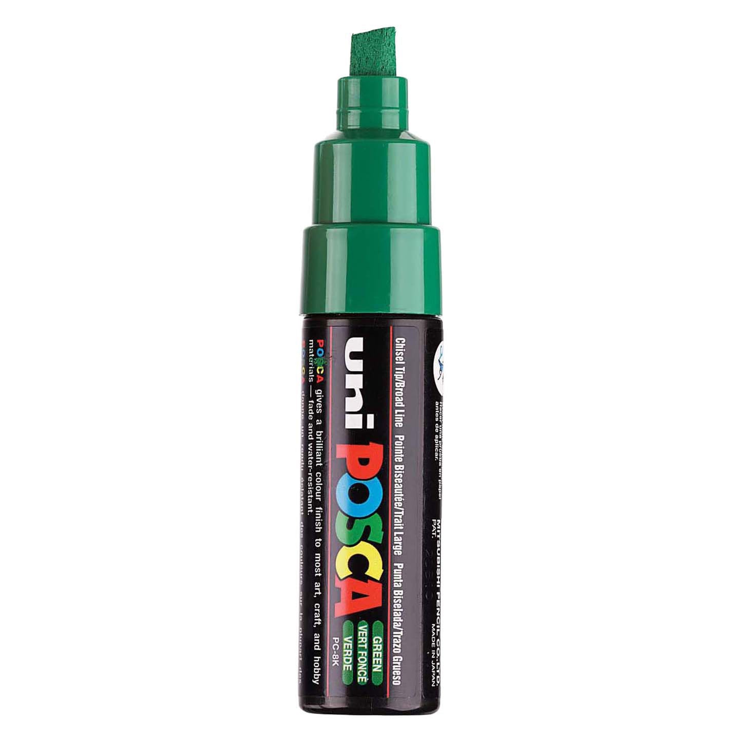 Uni Posca verfmarker 8k donkergroen - beitelpunt 8mm